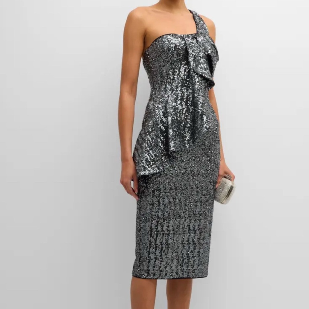 NWT Chiara Boni dark silver sequins evening dress, size 10